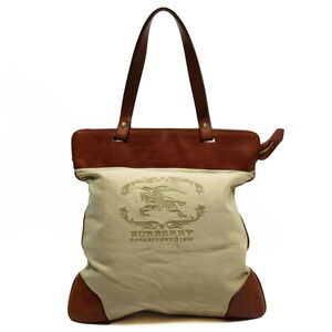 Burberry handbag Beige Tan brown canvas leather classic favorite